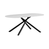 Table à manger moderne en céramique frittée de 12 mm avec plateau en marbre et pieds en métal pour cuisine, style européen