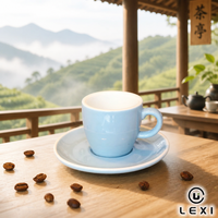 Ensemble de tasses et soucoupes à expresso en céramique brillante de haute qualité, petite taille, pour les cafés, les hôtels et les restaurants