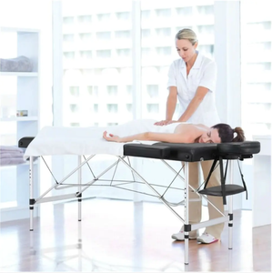 AMAIN Table de massage de beauté portable pliable de haute qualité pour les tatouages Spa Table de massage en acier inoxydable Lit de beauté noir - Product Image 5