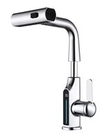 Robinet mélangeur rotatif multifonction à 360 degrés robinet d'eau numérique à affichage de la température robinet de salle de bain robinet de lavabo extractible