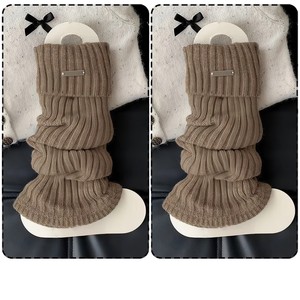 Zhuji Wool Leg Warmers Women Over The Knee Thick Warm Solid Color <b>Socks</b> Autumn Winter Knit Slouch <b>Socks</b> With Metal Label - Product Image 5