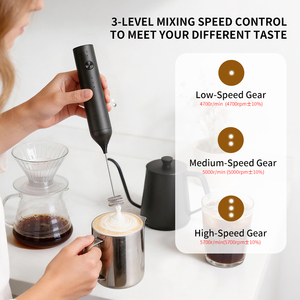 3-Speed 3 Whisks Travel Frother Rechargeable Frother Electric Milk Frother For Cappuccino And Latte - Product Image 2