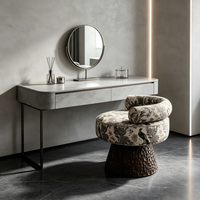 Fauteuil Lounge Rond Moderne de Luxe, Fauteuil en Tissu Design pour Villa/Maison de Luxe/Salon d'Hôtel, Chaise Rembourrée