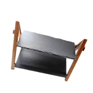 Nouveau sous-verre en <span class=keywords><strong>ardoise</strong></span> noire populaire 4 pièces dans un support en bambou - Product Image 3