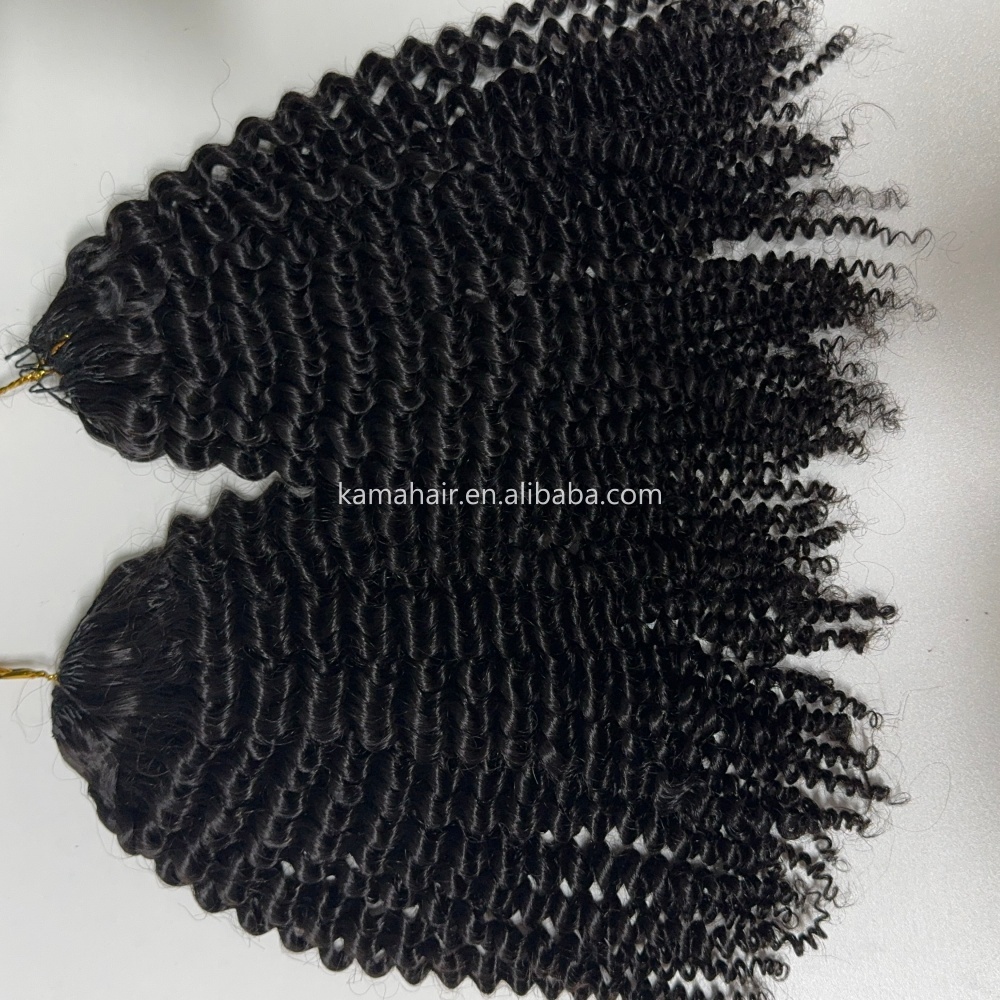 KAMA 100% Virgin Remy Human Hair Extensions for Crochet Braiding Natural Color Machine Made Feather Tip Hair Detail Section 5