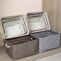Paniers de rangement pliables en coton et lin, conteneurs de rangement pour jouets d'enfants, vêtements et articles divers, armoire