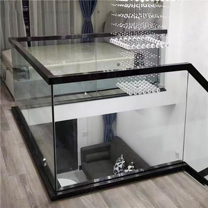 <span class=keywords><strong>Rampe</strong></span> en verre et aluminium robuste pour extérieur : base en U et conception à embout pour balcons, piscines, escaliers et rampes - Product Image 2