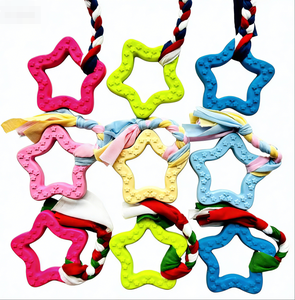 Toptan TPR Yıldız Şeklinde Diş Temizleme Köpek Çiğneme Oyuncağı Kumaş İpli Köpek TPR Oyuncağı - Product Image 1