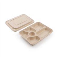 Hete Aanbieding Vierkante 3-Vaks Suikerriet Bagasse Lunchbox Driedelige Wegwerp Voedselcontainer Meal Prep Afhaalmaaltijd 1000ml