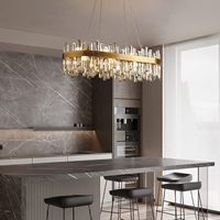Lampes suspendues modernes Asfour Or Cristal K9 Pièces de lustre Éclairage Plafond Lustres de luxe en cristal