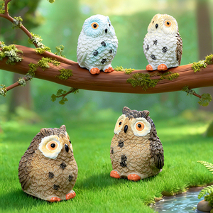 Mini Figuras de Búho de Resina para Decoración de Paisajes, Adornos de Animales Lindos, Accesorios para Manualidades - Product Image 1