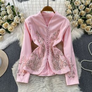 Elegante Completo Due Pezzi con <span class=keywords><strong>Blazer</strong></span> con Paillettes e Gonna Lunga Plissettata per Donna, Outfit di Lusso per Feste Formali - Product Image 6
