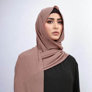Nuevo diseño personalizado al por mayor de color sólido de Malasia Hijabs mujeres turbante bufanda perla gasa burbuja <span class=keywords><strong>Hijab</strong></span> largo con diamantes de imitación - Product Image 1