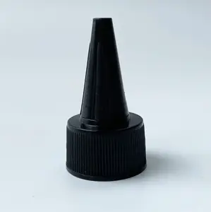 Black-colored PP plastic 18/410 20/410 24-410 28mm ribbed skirt yorker spout with black long tip