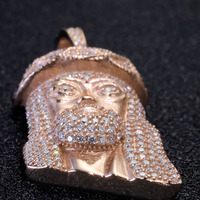 Pendentif Tête de Jésus en Moissanite NUOYA Couleur D VVS, Monture Griffe en Argent 925, Certificat GRA, Bijoux Hip Hop pour Hommes et Femmes