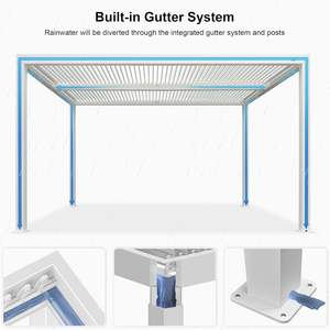 Pérgola con Techo de Lona de 10' x 14' Blanca, Pérgola de Aluminio para Exteriores, Gazebo Ajustable Resistente a la Lluvia para Patio, Terraza y Jardín - Product Image 5