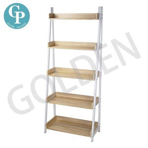 Hiện Đại 5-Tier Thang Mở Bằng Gỗ Và Kim Loại Kệ Lưu Trữ Kệ Sách Cuốn Sách Giá Kệ Cho Phòng Khách Hiển Thị Tủ Sách - Product Image 2