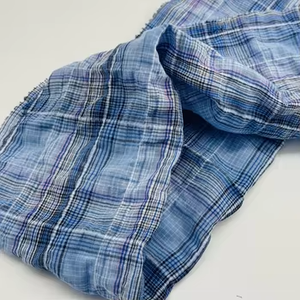 Мягкое шитье легкое морщинистое Двухслойное хлопковое марлеевое Креповое легкое клетчатое Пеленальное муслиновое полотно для одежды - Product Image 5