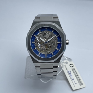 Reloj Mecánico de Pulsera para Hombre, Color Azul Plateado, Esqueleto, Bisel Octagonal, Movimiento Completamente Hueco, Reloj Automático de Lujo, Deportivo y Ejecutivo - Product Image 4