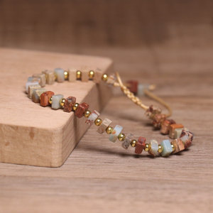 Stile Vintage bracciale in pietra naturale per donna quadrato Agalmatolite treccia di perline braccialetto bohémien guarigione energia pietra gioielli - Product Image 1
