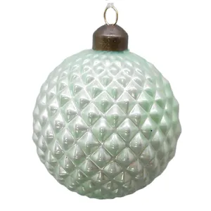 Enfeites de vidro verde luxuoso, enfeites de vidro para árvore de natal, pendurado em bauble globe