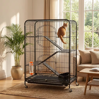 Vente en gros OEM Personnalisé Haute Qualité Métal Pliable Portable Anti-rouille Plateau Amovible Facile à Nettoyer Durable Maison pour Chat Extérieure Cage pour Chat