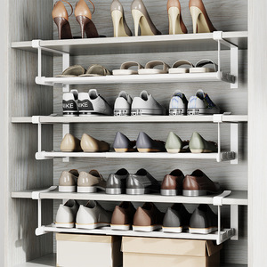 Jinsheng <b>Shoe</b> Rack Metal Extendable Wall Mount <b>Space</b> <b>Saving</b> Adjustable <b>Storage</b> Solution for <b>Shoes</b> - Product Image 1