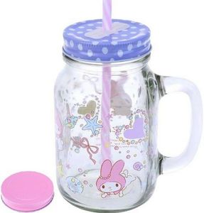 21-oz Sanrio Muratore Vaso di <span class=keywords><strong>Vetro</strong></span> Bere <span class=keywords><strong>Tazza</strong></span> <span class=keywords><strong>Tazza</strong></span> w/Paglia 2-Coperchio per le Bevande e di Stoccaggio - Product Image 2