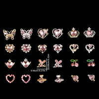 Luxe Pro Big Strass Designer Papillon Coeur Décoration Nail Charme Faux Ongles En Métal Décoration En Gros