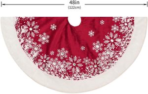 Falda para árbol de Navidad de 50-200 cm, cubierta roja para la base del árbol de Navidad, decoración con diseño de Papá Noel y copos de nieve, alfombra para la base del árbol de Navidad. - Product Image 4