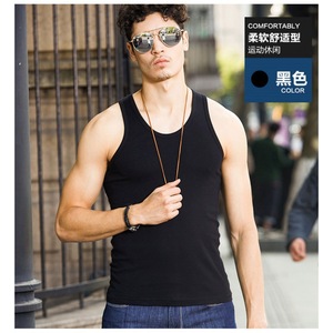 Canottiera da <span class=keywords><strong>uomo</strong></span> in cotone elasticizzato sport Fitness attillato camicia a fondo a tracolla da <span class=keywords><strong>uomo</strong></span> intimo vicino all'estate - Product Image 4