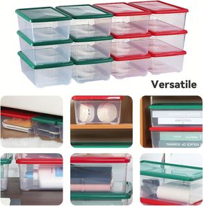 Set 17 Modern Square Clear Plastic Injection Molded Storage Jars Kitchen Organizer Grains Beans Fresh Food Refrigerator Sealed - Product Image 4