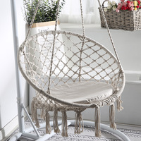 Fauteuil suspendu personnalisé avec logo, pour intérieur et extérieur, structure métallique, design à pompons, pour balcon, chambre, jardin