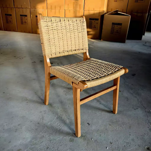 Sedia Moderna in <span class=keywords><strong>Legno</strong></span> Massello con Schienale Intrecciato Traspirante per Sala da Pranzo, Cucina, Isola, Ristorante, Hotel - Product Image 1
