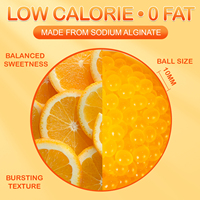 Boba Éclatante 2025 OEM aux Multiples Saveurs, Orange Miel Pêche, Sans Sucre, Perles de Jus Gélifiées Éclatantes pour Thé aux Perles et Petites Billes Bobas