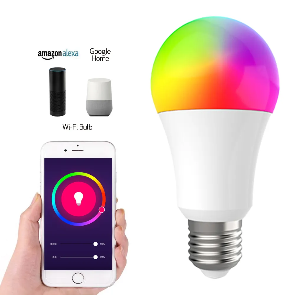 BSCI Factory Tuya Google Home Alexa Sprach steuerung Wifi-Lampe 7W RGB-Lampe 220V Smart Lighting E27 B22 LED-Lampe