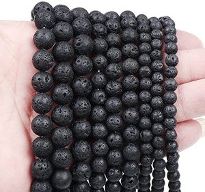 4-10mm natuurlijke zwarte vulkanische lavasteen ronde kralen DIY sieraden maken en etherische olie diffuser benodigdheden - Product Image 6
