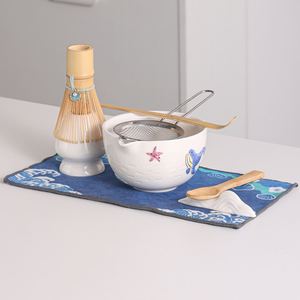 Juego de Té Matcha Japonés de Estilo Chino, Diseño Nuevo, Pintado a Mano, con Batidor de Cerámica, Soporte y Cuchara de Bambú - Product Image 4