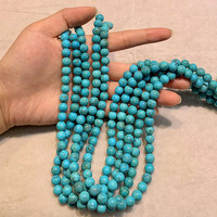 Perles en vrac de pierre précieuse naturelle turquoise lisse et charmante, 6MM 8MM 10MM 12MM, pour la fabrication de bracelets et colliers