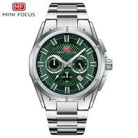 MINI FOCUS 0495G Jam Tangan Formal Quartz untuk Pria Fashion Stainless Steel Tahan Air Kronograf dengan Tanggal Jarum Bercahaya