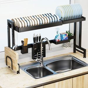 Égouttoir à vaisselle en acier à 2 niveaux pour évier, étagère de rangement multicouche pour bols, baguettes et assiettes, support de rangement pour évier - Product Image 5
