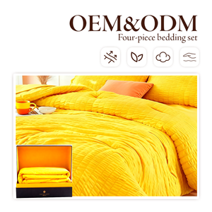 <strong>Bedding</strong> <strong>Set</strong> <strong>Yellow</strong> in a Bag Queen Size 4 Pieces 1Quilt Cover+ 2Pillowcases+ 1Fitted Sheet Luxury Soft Bed <strong>Set</strong> for All Seasons - Product Image 1