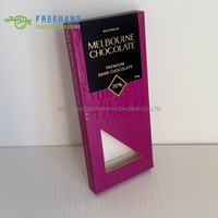 Boîte en papier pour barre chocolatée avec fenêtre et UV sélectif, impression personnalisée en feuille d'or, gaufrage, lamination mate de luxe, qualité alimentaire, fermeture à rabat