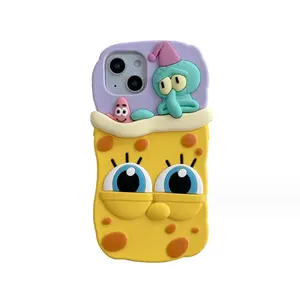 Silicone insomnia Squidward SpongeBob Apple 13 phone case iPhone11/12p/14pro max applicable