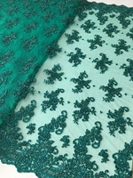 Derniers modèles de broderie, tissu de robe de fête de mariage de luxe pour filles, perles lourdes faites à la main, paillettes, dentelle brodée, polyester