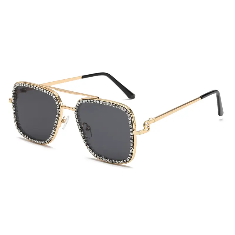 2024 Vintage carré Punk lunettes de soleil hommes métal Steampunk diamant lunettes de soleil pour hommes femmes rétro personnalité sans monture lunettes