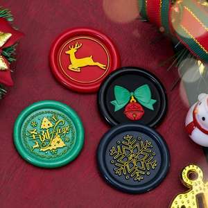 Новая Рождественская серия восковых печатей, колокольчик снеговика, новогодняя елка, медная печать, поздравительная открытка, конверт, запечатывание, воск, латунный штамп - Product Image 5