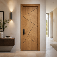Contemporary Natural Oak Veneer Main Entrance Door Wooden Door for Home