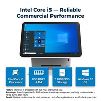 Computadora Todo en Uno POS con Pantalla Táctil Capacitiva de 15.6 Pulgadas, CPU Intel I5, Sistema Operativo Windows, Wi-Fi 6, Bluetooth 5.2, Soporte de Pared, MSR Opcional