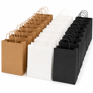 Wholesale <b>Biodegradable</b> Custom Sac Papier Kraft Food Packaging Die Cut Take Out Shopping Gift Black Kraft <b>Paper</b> Bags With Handle - Product Image 1